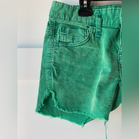 FP Green Raw Hem Corduroy Shorts - Picture 3 of 4